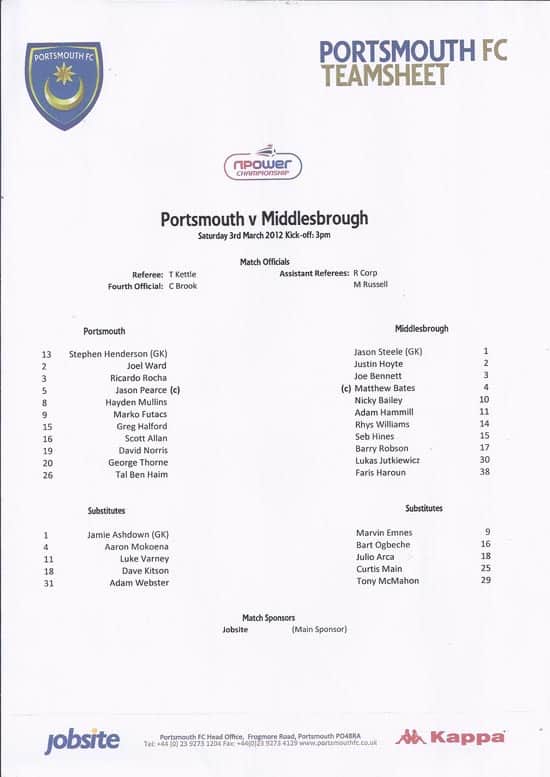 2011/12 Portsmouth v Middlesbrough